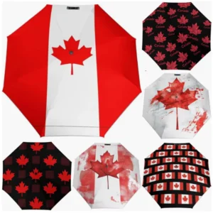 Canada National Flag Pattern Fully Automatic Folding Rainproof Umbrella