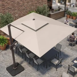 Cantilever Garden Umbrella with Base, Windproof Outdoor Patio Sunshade for Courtyard and Backyard