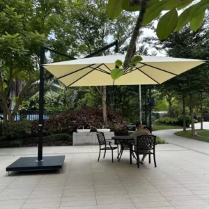 Cantilever Parasol 3M*3M Custom Logo Patio Porch Backyard Garden Aluminum Umbrella with LED Lights and Power Bank