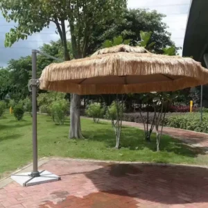 Cantilever Roman Thatched Straw Beach Umbrella Waterproof Hawaiian Hula Sun Shade