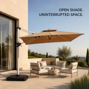 Cantilever Roman Umbrella 3m 2.5m with 48mm Iron Pole 160g PU Fabric Tilting 360 Rotation for Hotel Poolside Patio