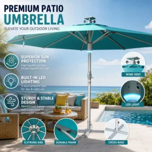 Cantilever Umbrella Parasol 360 Rotation Handle UV Resistant Heavy Duty Outdoor Patio Shade For Poolside Cafe Hotel