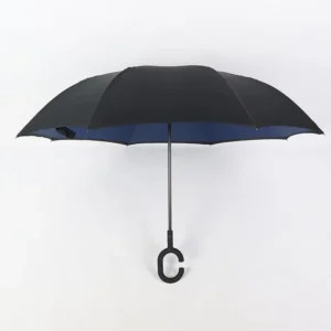 Car Gift Advertising Steel Logo Print Long-Handled Straight Double-Layer Windproof C-Type Inverted Umbrella
