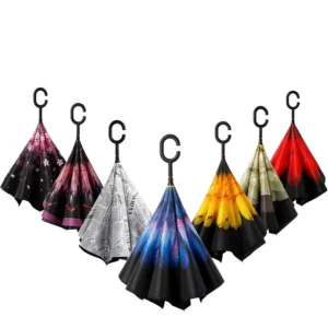 Car Reverse Double-Layer Straight-Handle Impact Cloth Promotional Gift Umbrella with Logo Printing Available Stock