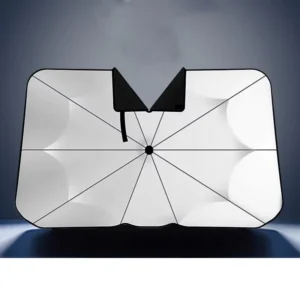 Car Sun Shield Umbrella UV Protection Front Sunshade Parasol Silver-Coated Foldable Leather