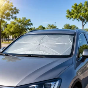 Car Sunshade Umbrella Titanium Silver Black Glue 10 Ribs Windproof Foldable Auto Windshield Sun Visor Umbrella