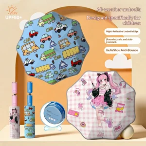 Cartoon Car Princess Cat Claw Automatic Folding Children’s Sunscreen Anti UV UPF50+ All Weather Umbrella