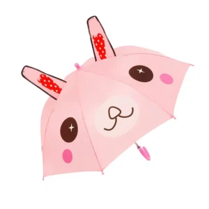 Cartoon Children’s Straight Umbrella with Ears Customizable 3D Long-Handled Multi-Color Animal Design