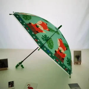 Cartoon Fox Custom Safe Kids Umbrella Auto Straight Kids Automatic Umbrella for Outdoor