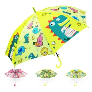 Cartoon Kids Umbrella Windproof Waterproof Children Safety Handle Custom Logo Rainproof Gear Supplies