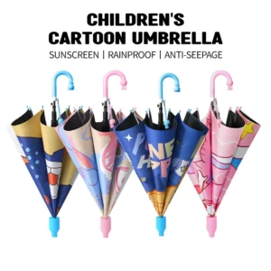 Cartoon Umbrella Kids Straight Handle Auto Open Sun Protection Waterproof Boys Girls School Gifts Bulk Manufacturer