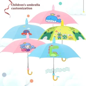 Cartoon Umbrella for Kids Semi-Automatic Rain Umbrella for Ages 4-12