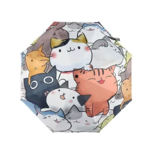 Cat Sun Print Black Rubber Clear Dual-Use Custom Printed Umbrella