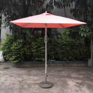Center Metal Pole Patio Umbrella Outdoor Waterproof UV Resistant Market Parasol with Marble Base