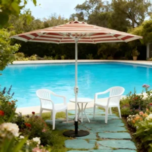 Center Pole Aluminum Round Outdoor Umbrella Custom Color for Restaurant Patio Garden Parasol UV Protection