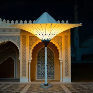 Center Pole Outdoor Patio Umbrella with LED Lights for Villa Garden Hotel Decorative Sun Parasol