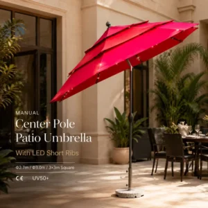 Center Pole Patio Umbrella for Hospitality Poolside Dining and Commercial Outdoor Use