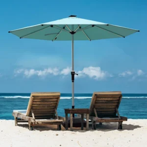 Center Pole Patio Umbrella with Crank Lift, Push-Button Tilt and Heavy-Duty Market Parasol Design