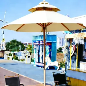 Center Pole UV Protection Beach Garden Umbrella Wooden Outdoor Patio Waterproof Parasol