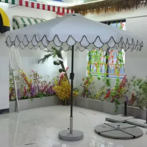 Central Pole Outdoor Patio Umbrella, Rainproof, Commercial, Double Wavy Black Edge