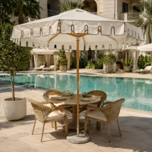 Centre Pole Umbrella Outdoor UV Windproof Waterproof for Cafes Patios Gardens Villas