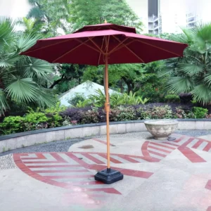 Centre Post Beach Umbrella with Iron Pole for Outdoor Garden, Restaurant, and Patio Use with Bases