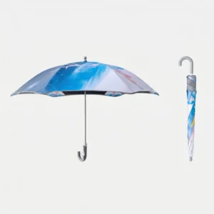 Children’s Anti-Pinch Safety Windproof Straight Umbrella Circular Head Design Customized Cute Cartoon Printed Hook Handle