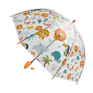 Children’s Cartoon Transparent Straight Lightweight Long handled Semi auto Open Promotional Cute Personalized Customization