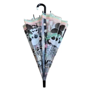 Children’s Cartoon Transparent Umbrella with Long Handle for School and Kindergarten