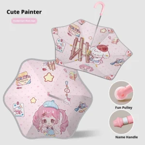 Children’s Cartoon Umbrella, Kindergarten Double-Layer Long-Handle, 6-Rib Safety Design, EVA Material