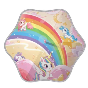 Children’s Cartoon Umbrella for Kindergarten Double-Layer Long-Handle 6-Rib Safety Design Impact Cloth EVA Materials Plastic