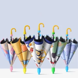 Children’s Cartoon Waterproof Straight Pole Polyester Umbrella for Outdoor Travel