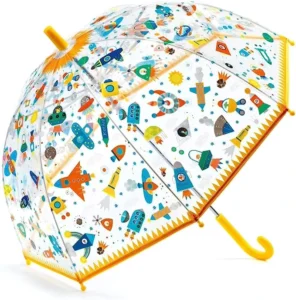 Childrens Clear Dome Umbrella Cute Space Theme Transparent Umbrella for Kid