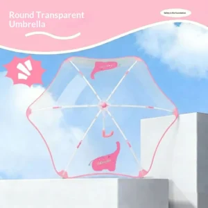 Children’s Kindergarten Long-Handle Cartoon Transparent PVC Rainy Day Umbrella With Logo