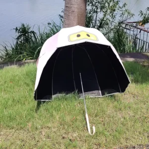 Children’s Lightweight Three Folding Long Handle Pongee Umbrella Transparent Forest Cartoon Design Safe 2 5 Year Olds Manual
