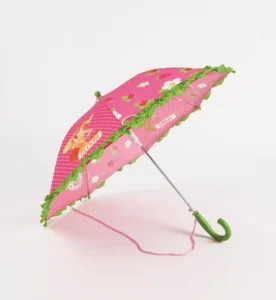 Children’s Lightweight Waterproof Straight Umbrella with Flower Design, Colored Lace and Windproof Construction
