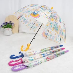 Children’s Long-Handle Transparent Lightweight Safe Rain Umbrella for Toddlers Ages 2-5