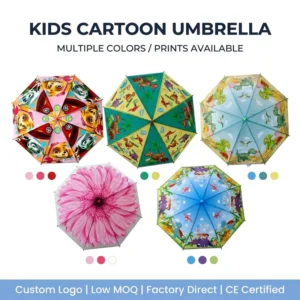 Children’s Modern 8K Clear Transparent Straight Umbrella Semi Automatic Plastic Handle Beach Rain Customizable Logo