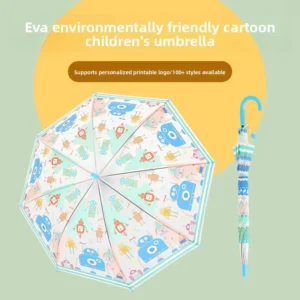 Children’s Primary School Students 19inch Fully Automatic Long-Handled Plastic EVA Cartoon Logo 8 Ribs Sun Protection Umbrella