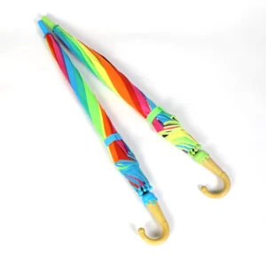 Children’s Semi-Automatic Straight Umbrella with Fiberglass Ribs Nylon Fabric Ice Cream Shape Handle 90cm Hanging Back to School