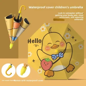 Children’s Semi-Automatic Umbrella for Primary School Boys and Kindergarten Girls, Ages 8-9