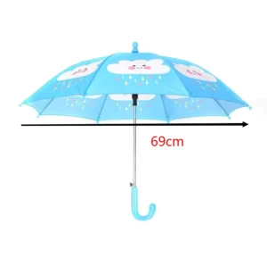 Children’s Straight Umbrella Flower Design Waterproof Polyester Material Semi-Automatic Opening Metal