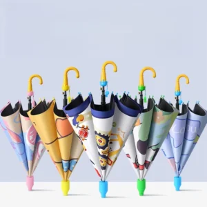 Children’s Umbrella Black Glue Coating Sun UV Protection and Rain and Shine Umbrella for School Kids and Kindergarten
