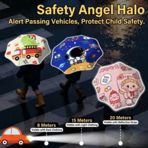 Children’s Umbrella Buckle Manual Opening 3-Fold Umbrella Good-looking Rounded Corner Safety Parasol for Primary School Students
