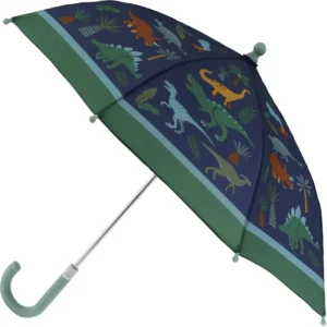 Children’s Umbrella with Pinch-Free Closure, Colorful Dinosaur Design, 100% Polyester