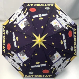 Children’s Waterproof Semi Automatic Rain Umbrella Cute Cartoon Design Folding for Kindergarten Baby Advertising