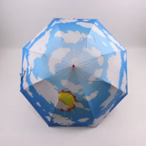 China 2-Fold Windproof Folding Umbrella with Digital-Printed Sky Pattern