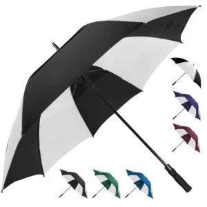 China Factory Two Color Alternating Custom Logo Golf Umbrella