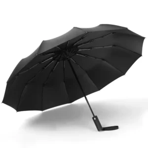 China Factory Windproof Double 12-Rib Plastic Handle Classic Folding Umbrella