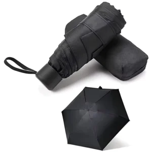 China Manufacturer 5-Fold Mini UV Pocket Small Black Umbrella